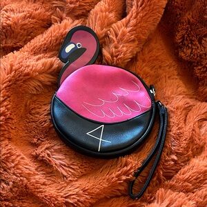 Betsey Johnson Pink and Black Flamingo Wristlet